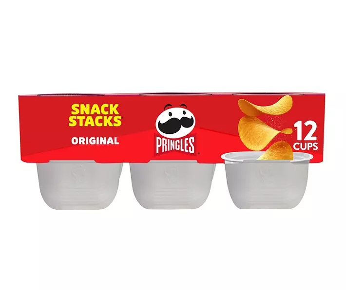 Pringles Potato Crisps Chips, Lunch Snacks, On-the-Go Snacks, Snack Stacks, Original, 8oz Tray, 12 Cups