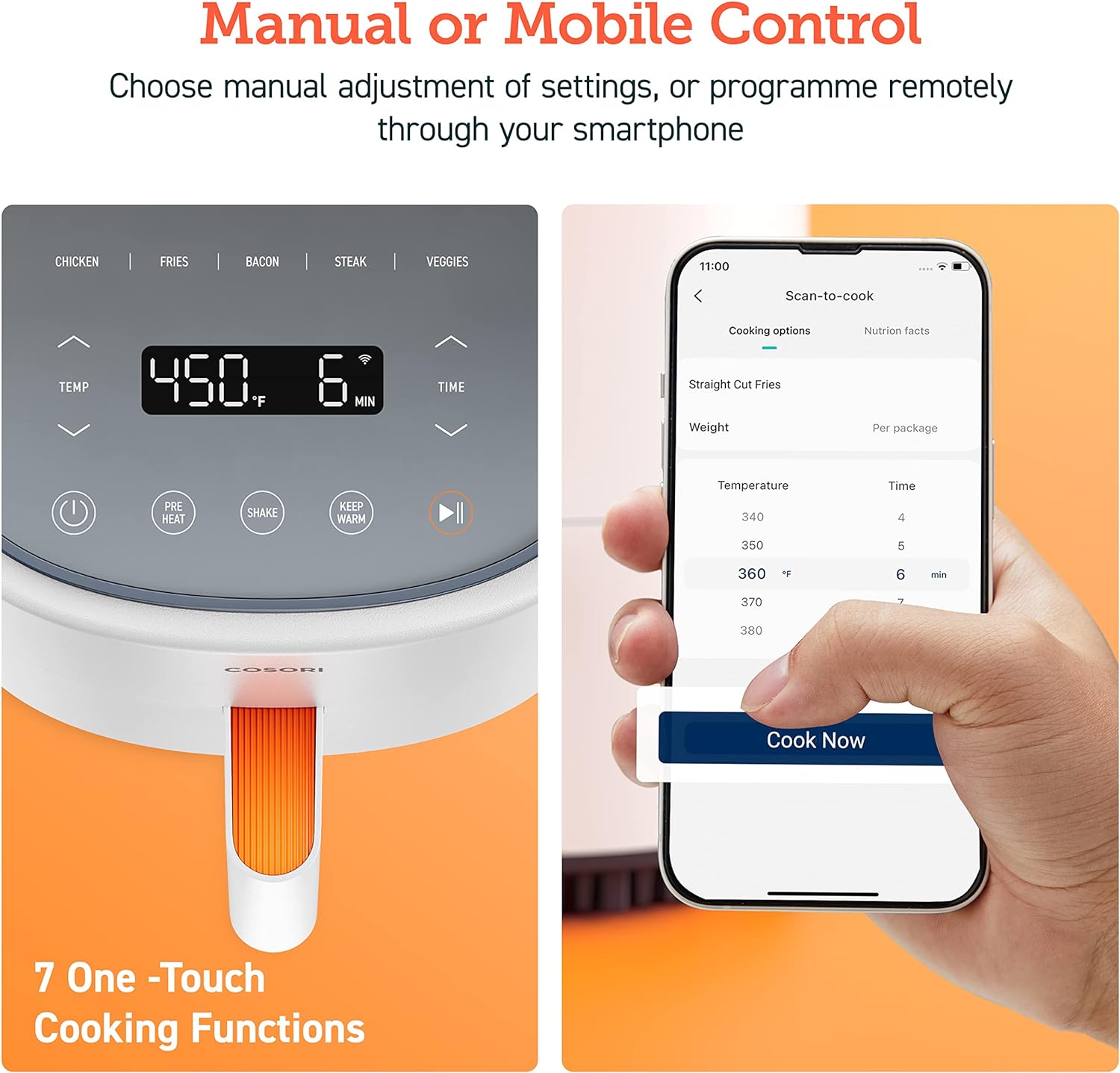 COSORI 2.1Qt Air Fryer, Small 4-in-1 Air Fryer Perfect for Simple Meals and Snack, Easy to Leftover Food to Crispy, 97% Less Oil, 30 In-App Recipes, Nonstick & Dishwasher Safe Basket