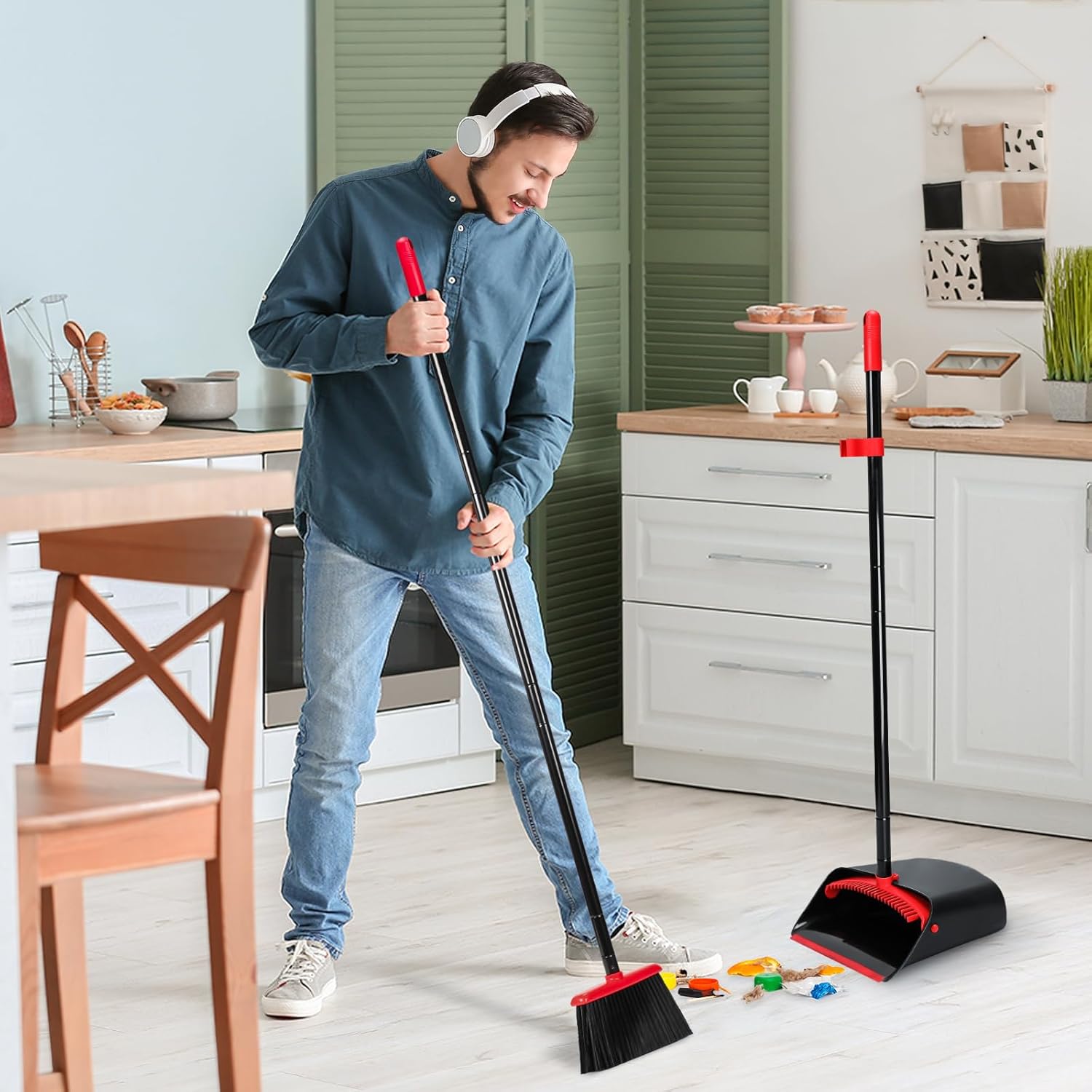 TreeLen Broom and Dustpan Set with 52