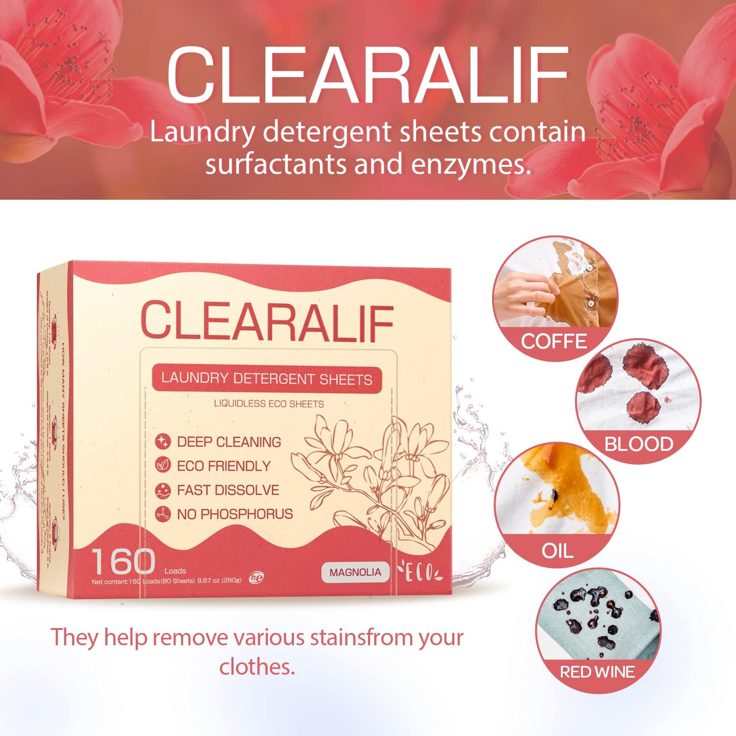 CLEARALIF Laundry Detergent Sheets Up to 160 Loads, Fresh Linen - Great For Travel,Apartments, Dorms,Laundry Detergent Strips Eco Friendly & Hypoallergenic