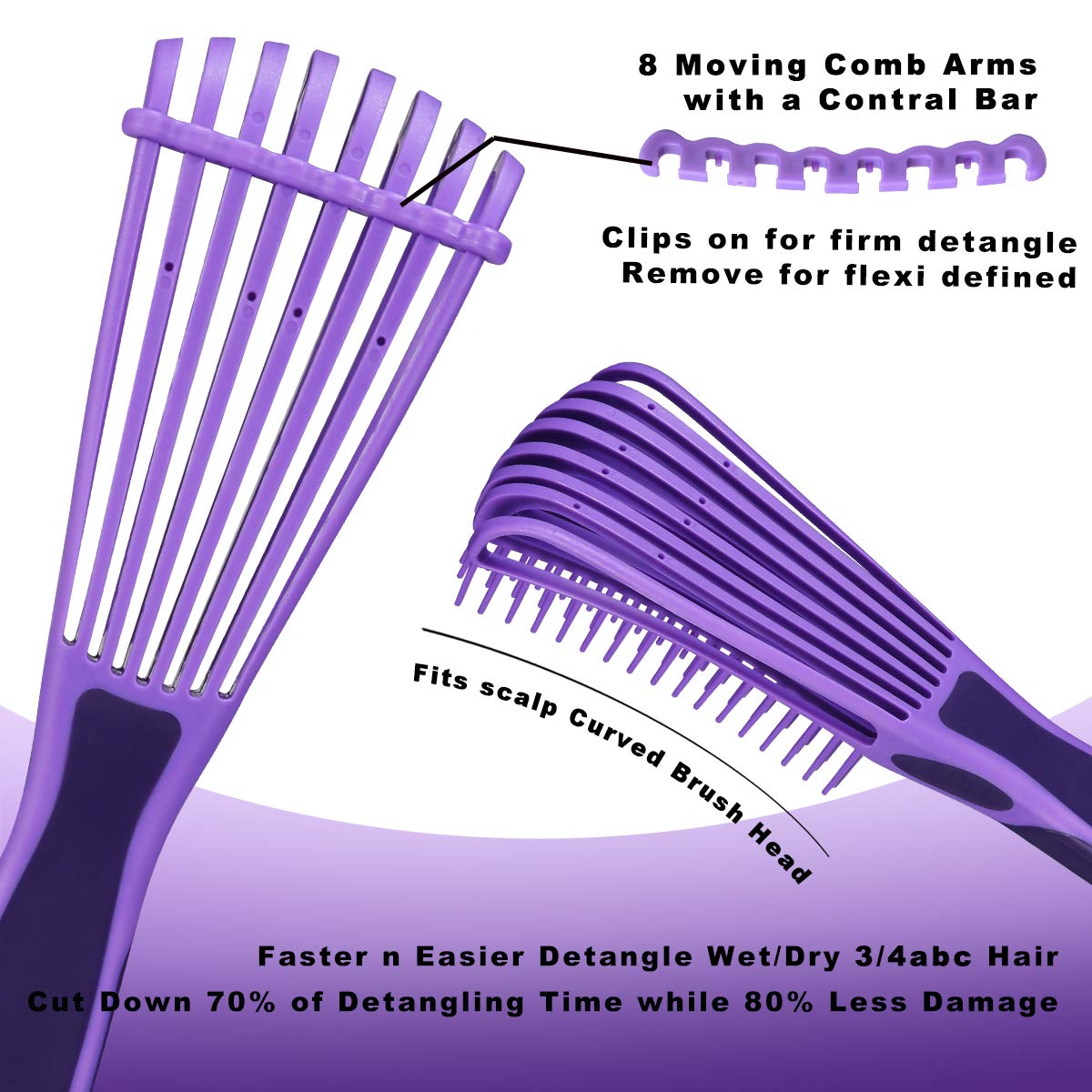 BESTOOL Hair Brush, Detangling Brush for Natural Black and Curly Hair (Pink, Afro 3/4abc), Ideal for Wet or Dry Hair