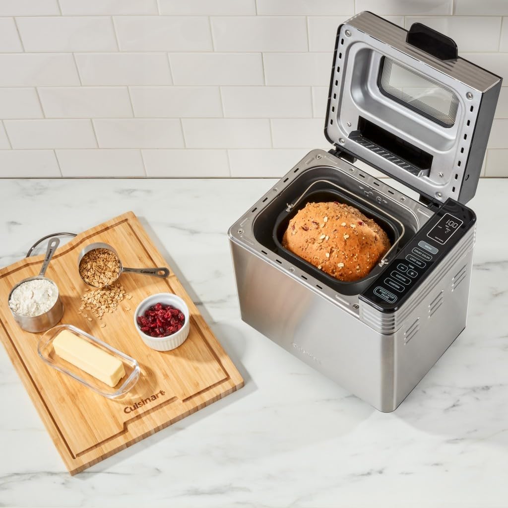Cuisinart Bread Maker Machine, Compact and Automatic, Customizable Settings, Up to 2lb Loaves, CBK-110P1, Silver,Black
