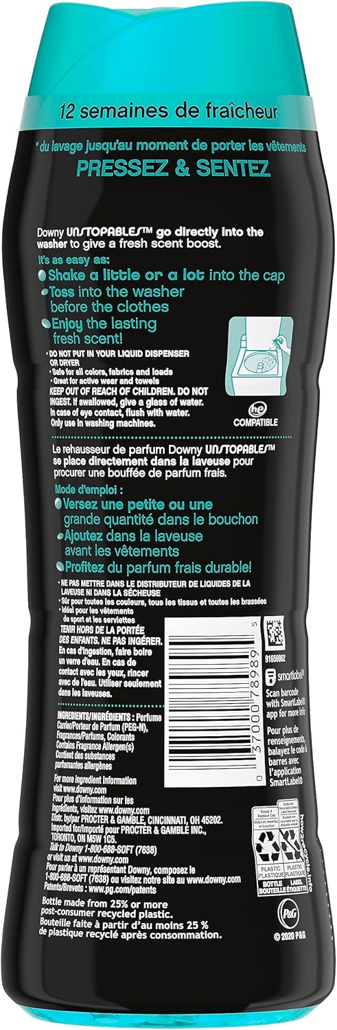Downy Unstopables In Wash Scent Booster Beads, Fresh Scent, 24 oz, Downy Scent Booster Beads, Unstoppable Laundry Beads, Odor Protection