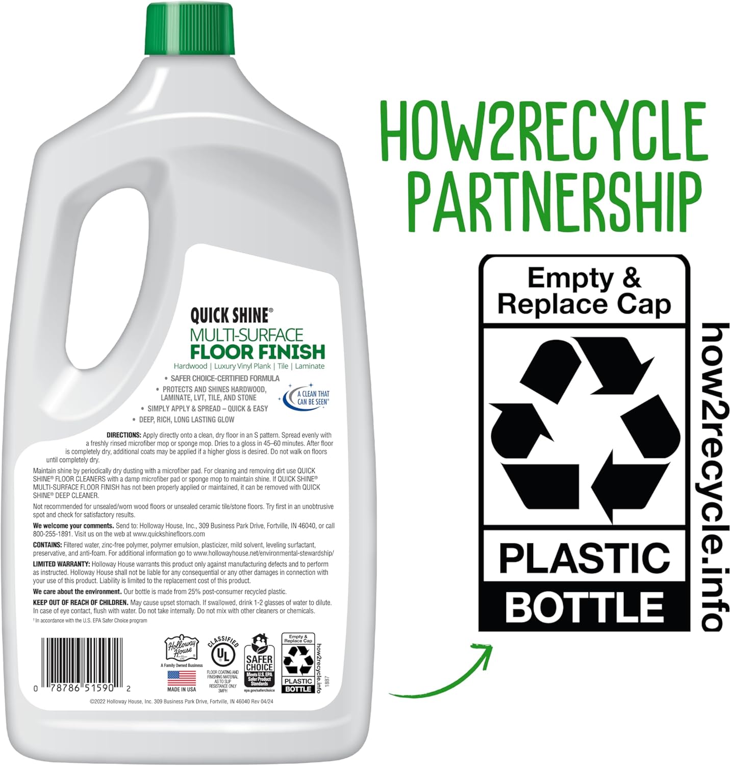 Quick Shine Multi Surface Floor Finish 64oz | Cleaner & Polish to use on Hardwood, Laminate, Luxury Vinyl Plank LVT, Tile & Stone