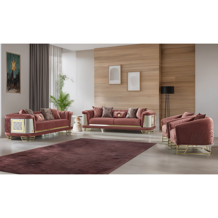 Ratni 4 - Piece Velvet Living Room Set