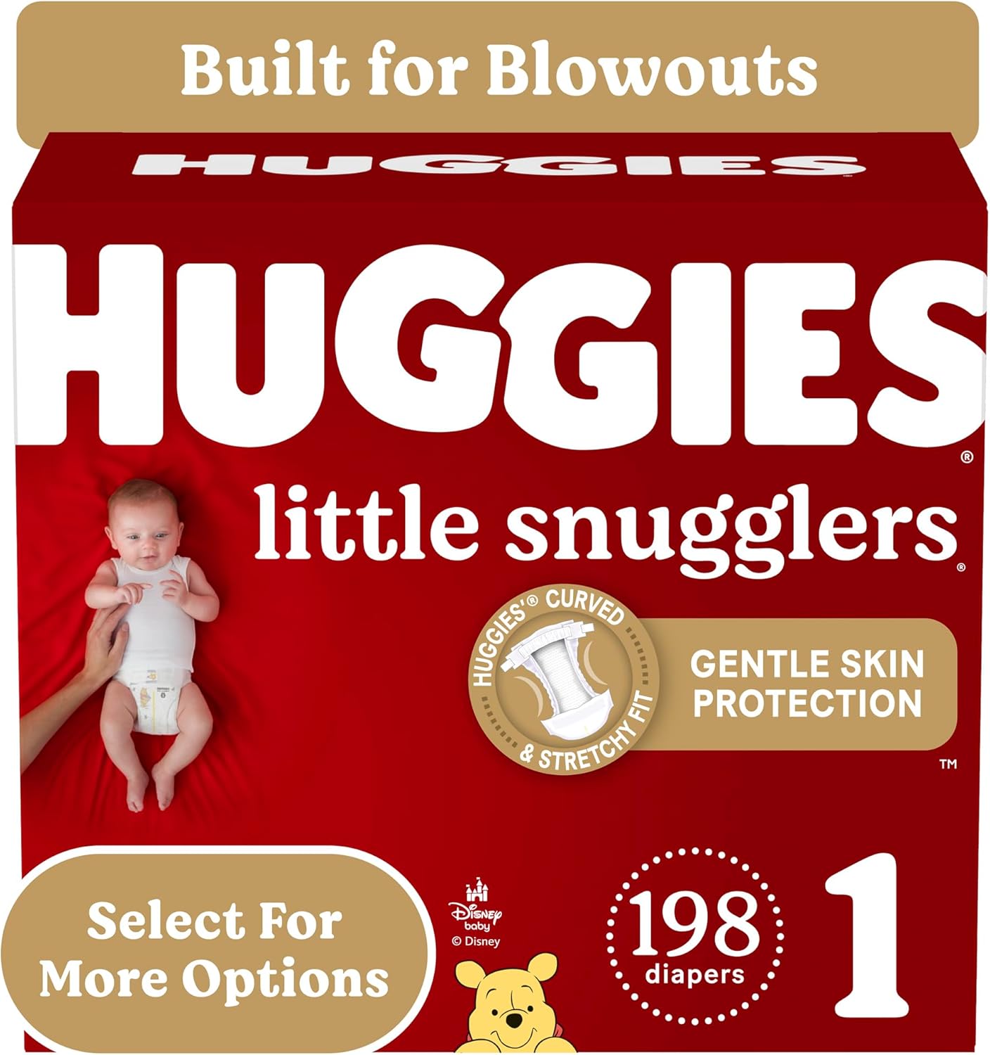 Huggies Size 1 Diapers, Little Snugglers Diapers, Size 1 (8-14 lbs), 198 Ct (6 packs of 33)