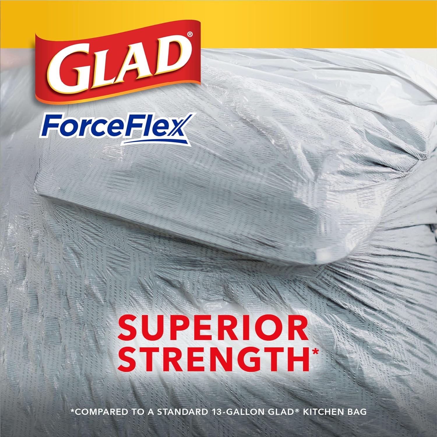 Glad Trash Bags, ForceFlex Tall Kitchen Drawstring Garbage Bags, 13 Gal, Fresh Clean Scent with Febreze, 110 Ct (Packaging May Vary)