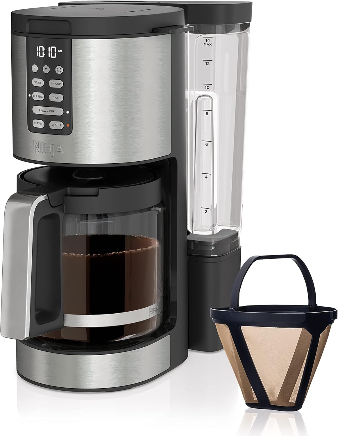 Ninja Programmable XL 14-Cup Coffee Maker PRO, 14-Cup Glass Carafe, Freshness Timer, with Permanent Filter, Black Stainless Steel, DCM201BK