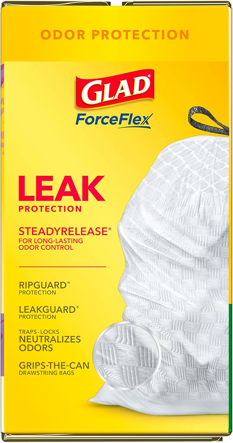 Glad ForceFlex Tall Kitchen Trash Bags, 13 Gal, Gain Original with Febreze, 110 Ct (Pack May Vary)