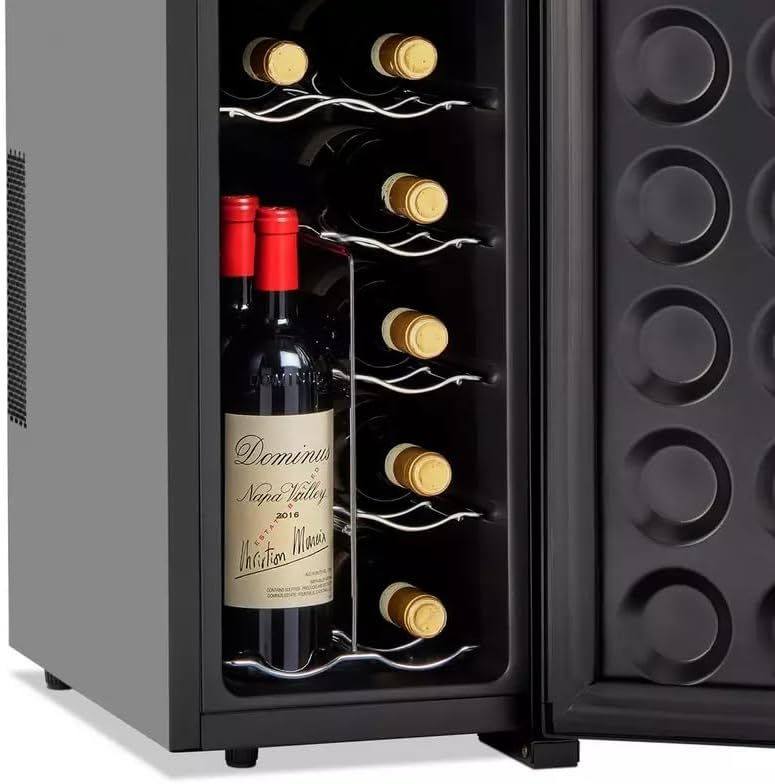 Wine Enthusiast 32-Bottle Dual Zone MAX Compressor Wine Cooler - Freestanding Refrigerator with Split Storage & Temperature, Digital Touchscreen, & LED Display