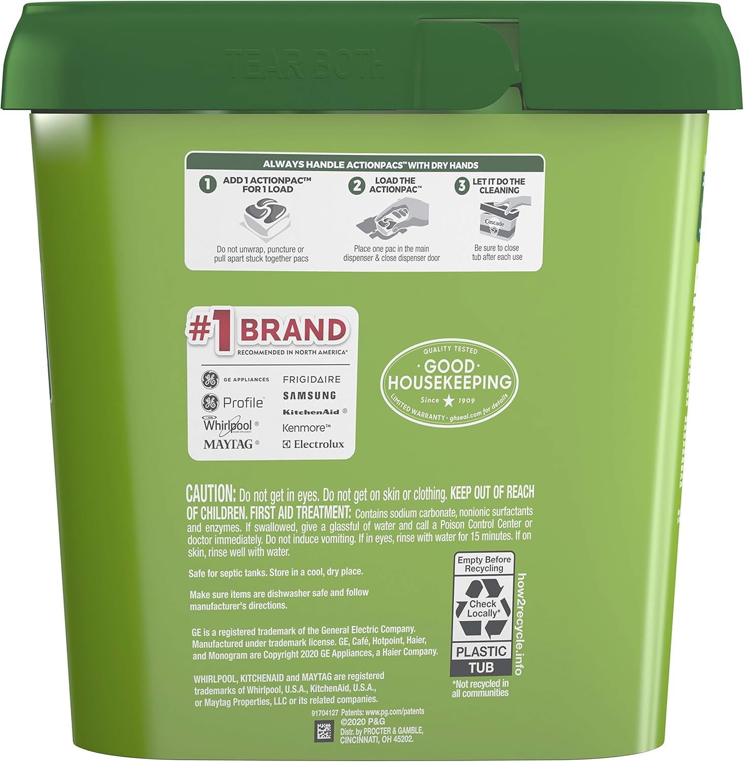 Cascade ActionPacs Dishwasher Detergent, Fresh Scent, 85-Count