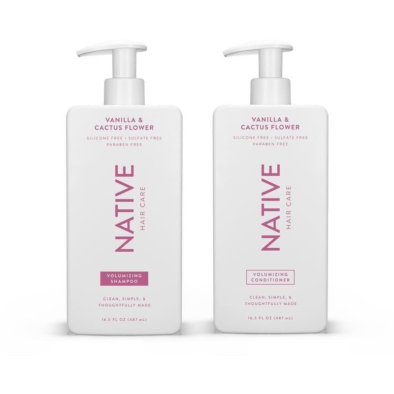 Native Shampoo and Conditioner Set | Sulfate Free, Paraben Free, Dye Free, with Naturally Derived Clean Ingredients| 16.5 oz (Coconut & Vanilla, Moisturizing), 2, 1.3 ounces