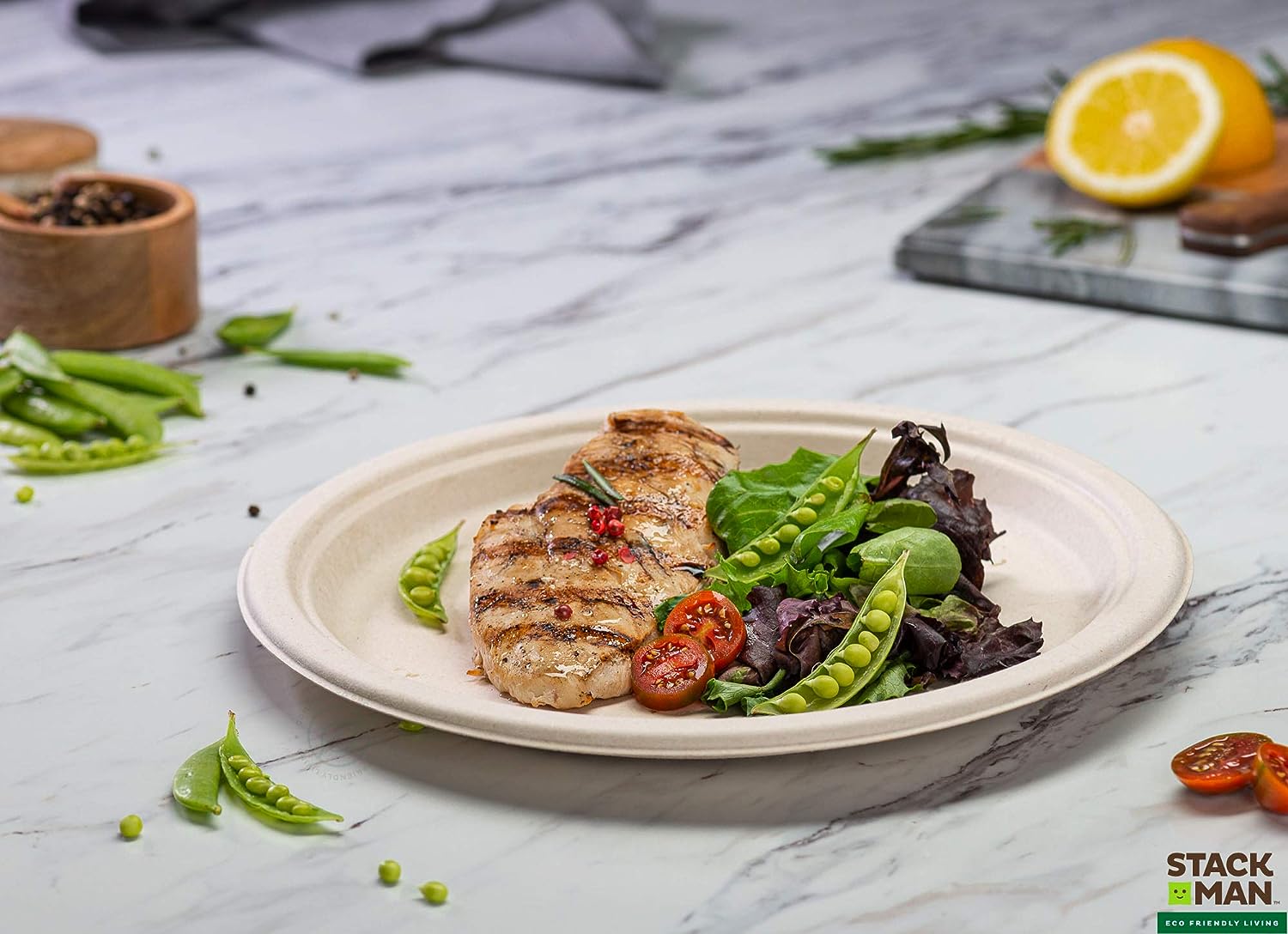 Paper Plates, 100% Compostable Heavy Duty Disposable Plate - [125-Pack] - {PFAS-Free} - {BPI Certified} - [9 Inch] Eco-Friendly, Biodegradable Bagasse Natural Brown 9