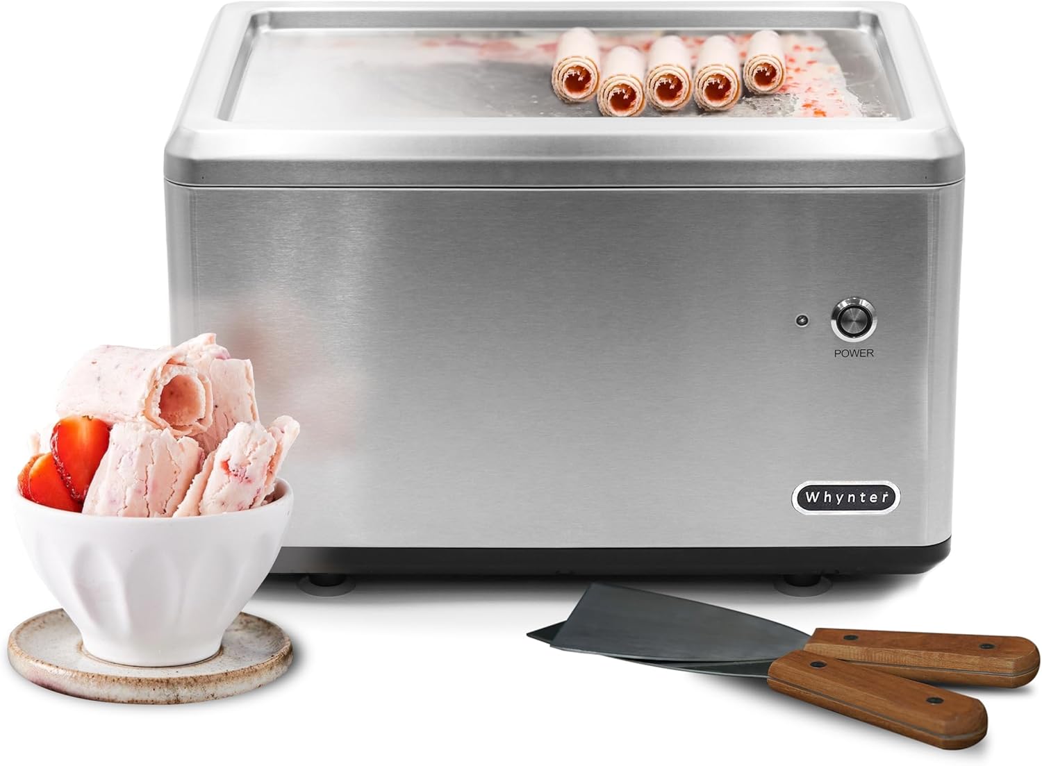 Whynter Ice Cream Maker Machine Automatic 2.1 Qt with Built-in Compressor, LCD Digital Display & Timer, No Pre-Freezing, ICM-200LS, Stainless Steel