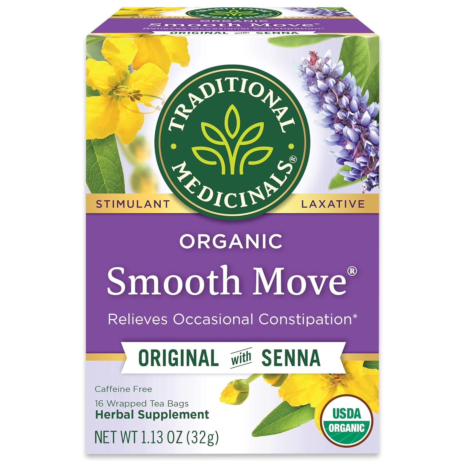 Traditional Medicinals Smooth Move, Helps Relieve Constipation Overnight, 16 Teabags