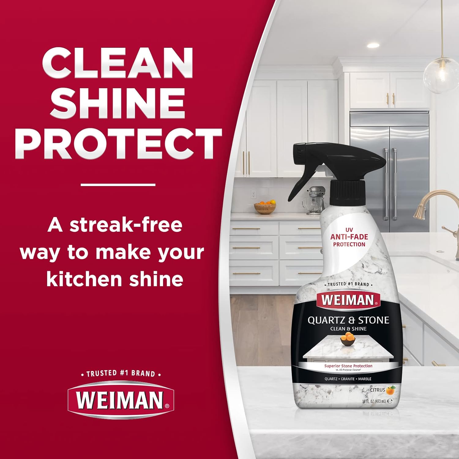 Weiman Quartz Countertop Cleaner and Polish (2 Pack w/Micro Towel) Clean and Shine Your Quartz Countertops Islands and Stone Surfaces with Ultra Violet Protection