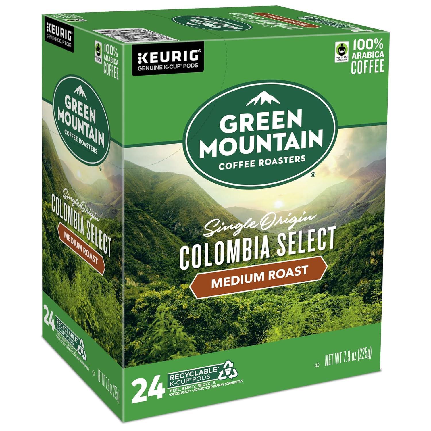 Green Mountain Coffee Roasters Half Caff Keurig Single-Serve K-Cup pods, Medium Roast Coffee, 72 Count (6 Packs of 12)
