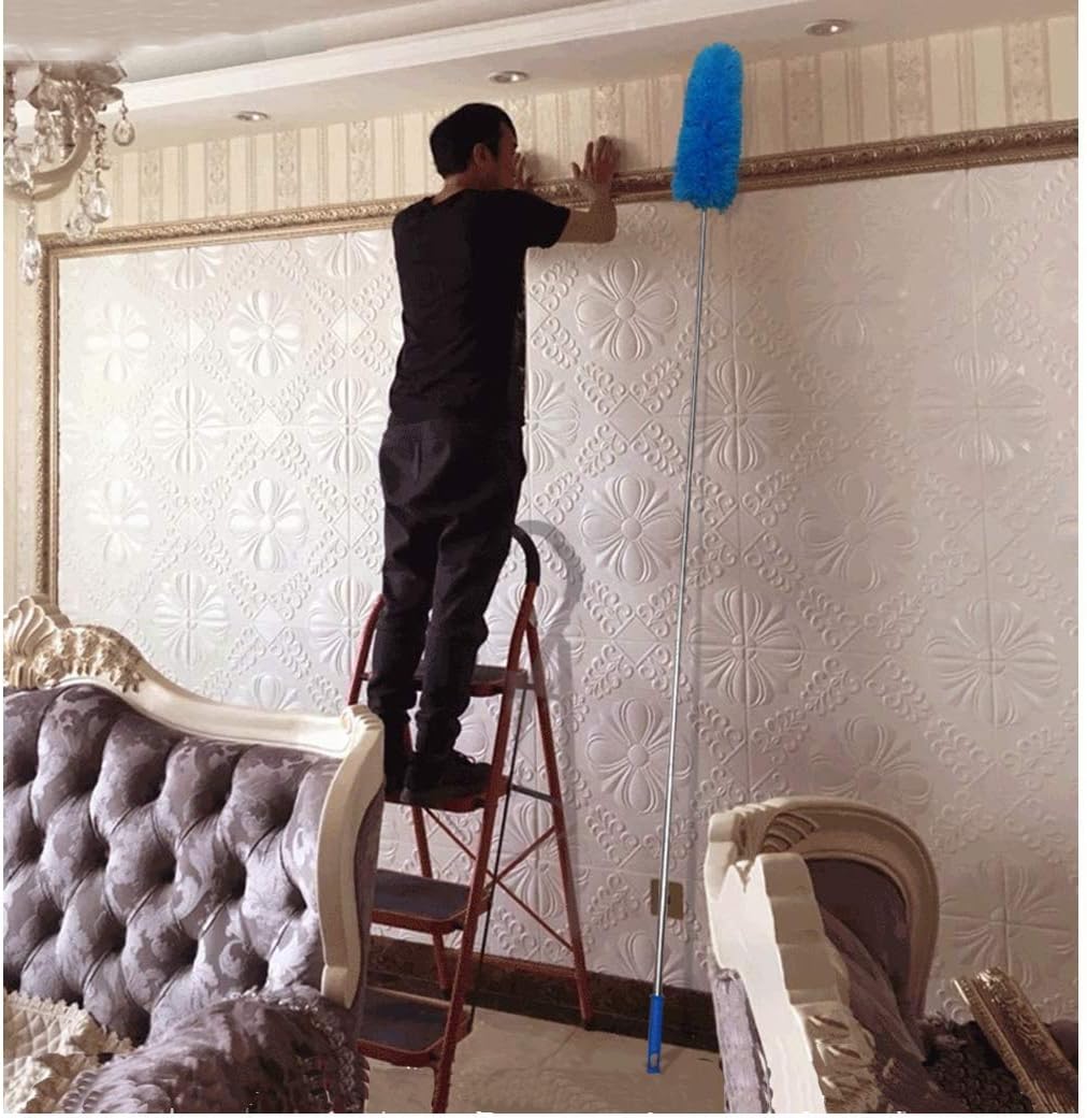 DELUX Microfiber Feather Duster Extendable Duster with 100 inches Extra Long Pole, Bendable Head & Long Handle Dusters for Cleaning Ceiling Fan, High Ceiling, Blinds, Furniture & Cars Gray