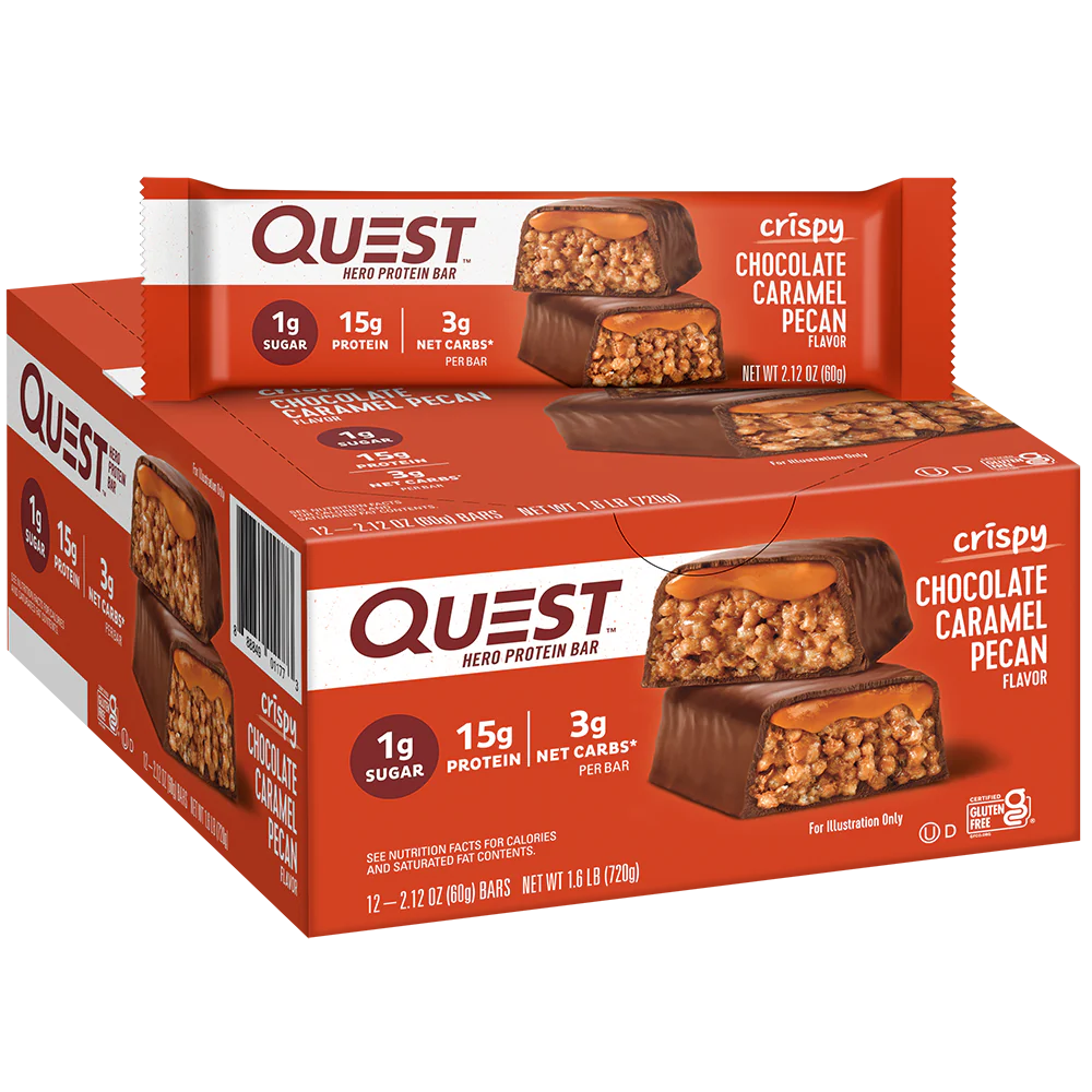 Chocolate Caramel Pecan Crispy Hero Protein Bars