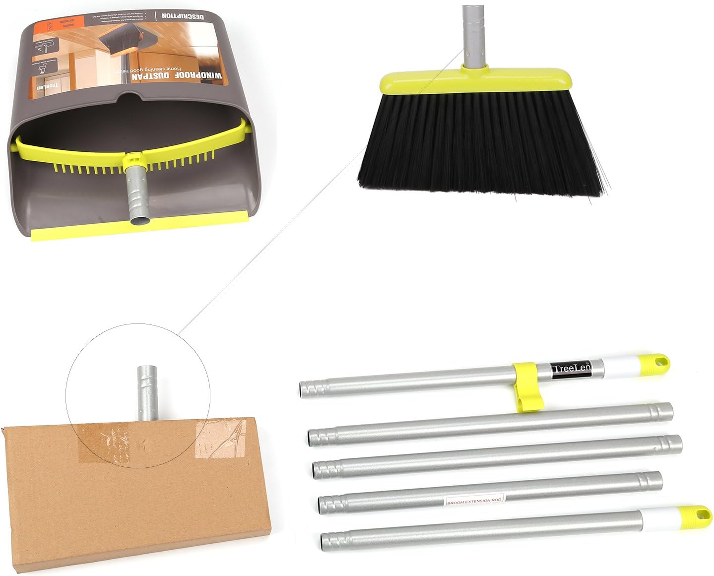 TreeLen Broom and Dustpan Set with 52