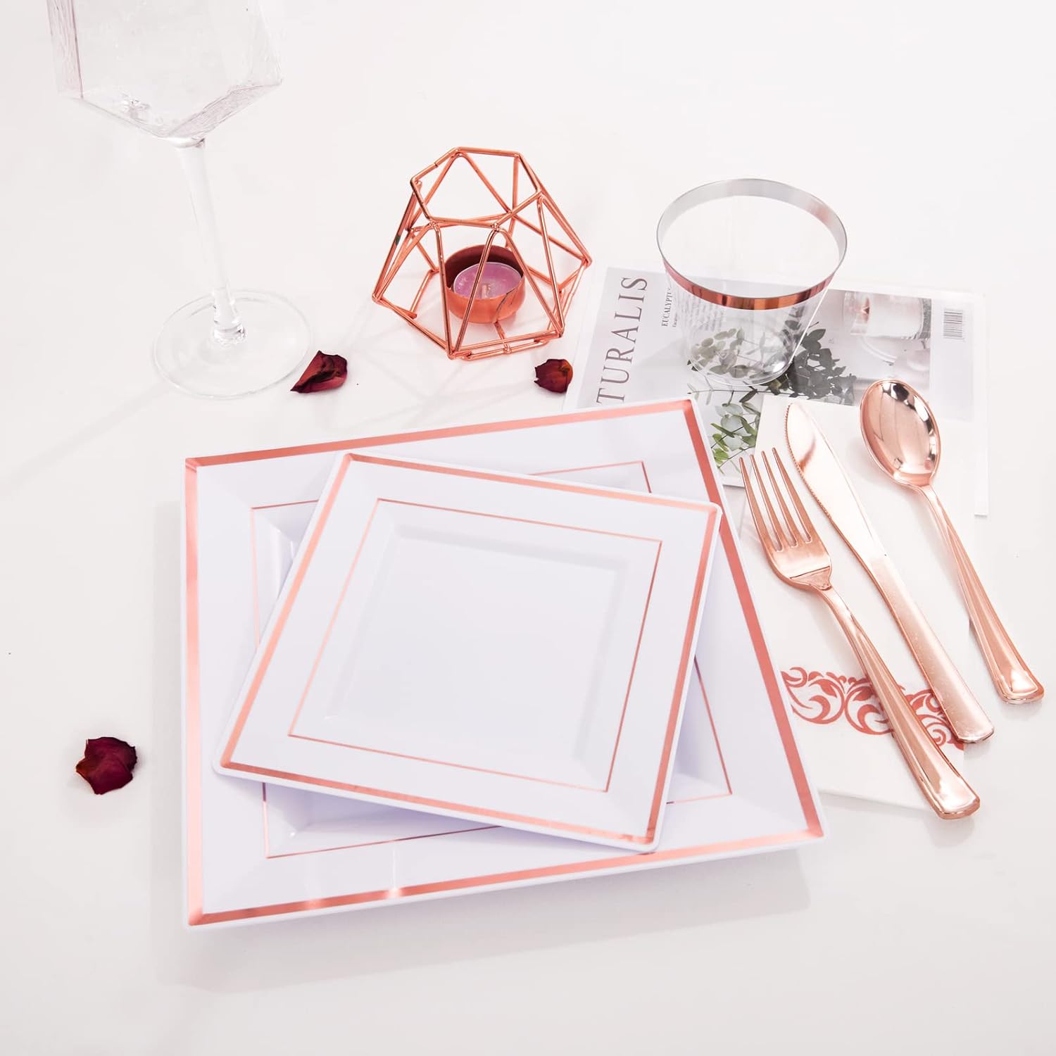 WDF300 Pieces Gold Plastic Silverware - Heavy Duty Disposable Gold Cutlery Set Plastic Gold Silverware Set Plastic Includes 100 Forks, 100 Spoons, 100 Knives