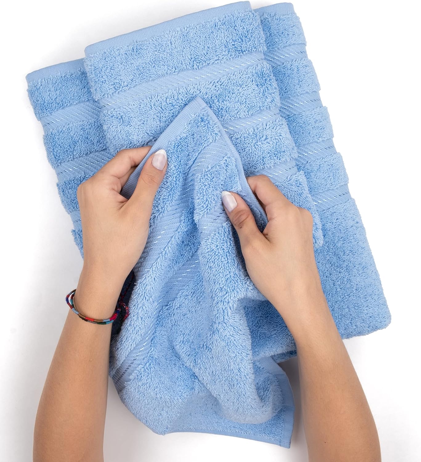 American Soft Linen Luxury 6 Piece Towel Set, 2 Bath Towels 2 Hand Towels 2 Washcloths, 100% Cotton Turkish Towels for Bathroom, Light Grey Towel Sets