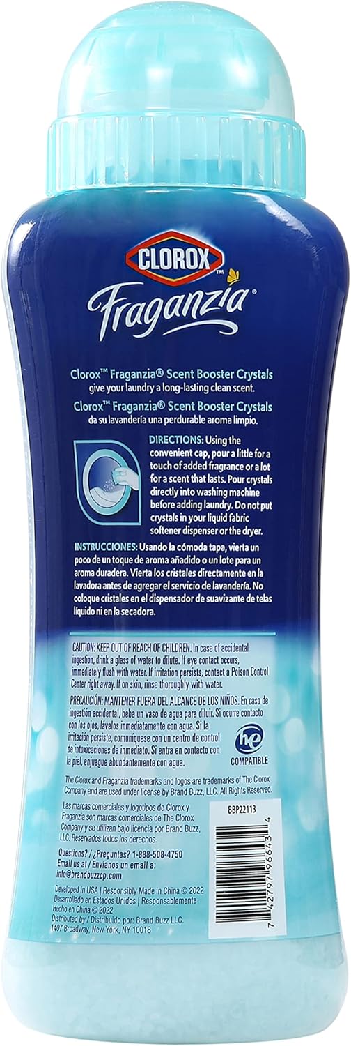 Clorox Fraganzia In-Wash Scent Booster Crystals in Ocean Scent, 18 Oz Twin Pack | Laundry Scent Booster Crystals | In-wash Scent Booster for Fresh Laundry in Ocean Scent 18 Ounce Twin Pack, 36oz