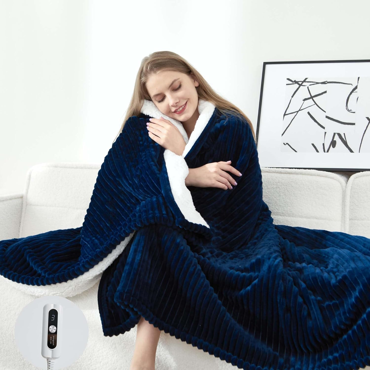 Heated Blanket Throw Size, Soft and Cozy Electric Heating Blanket for Bed, Automatic Safety System 6 Heating Levels & 4 Hours Auto-Off, 50