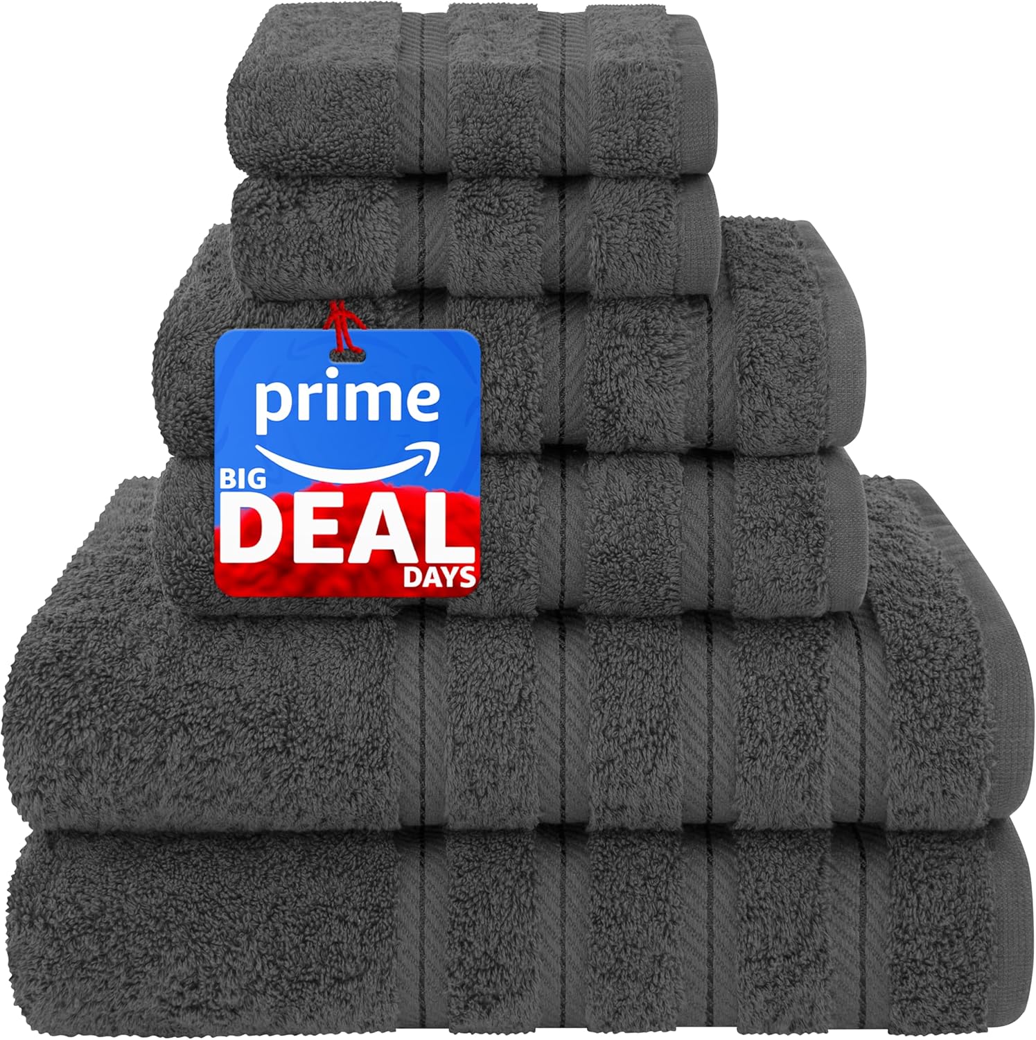 American Soft Linen Luxury 6 Piece Towel Set, 2 Bath Towels 2 Hand Towels 2 Washcloths, 100% Cotton Turkish Towels for Bathroom, Light Grey Towel Sets