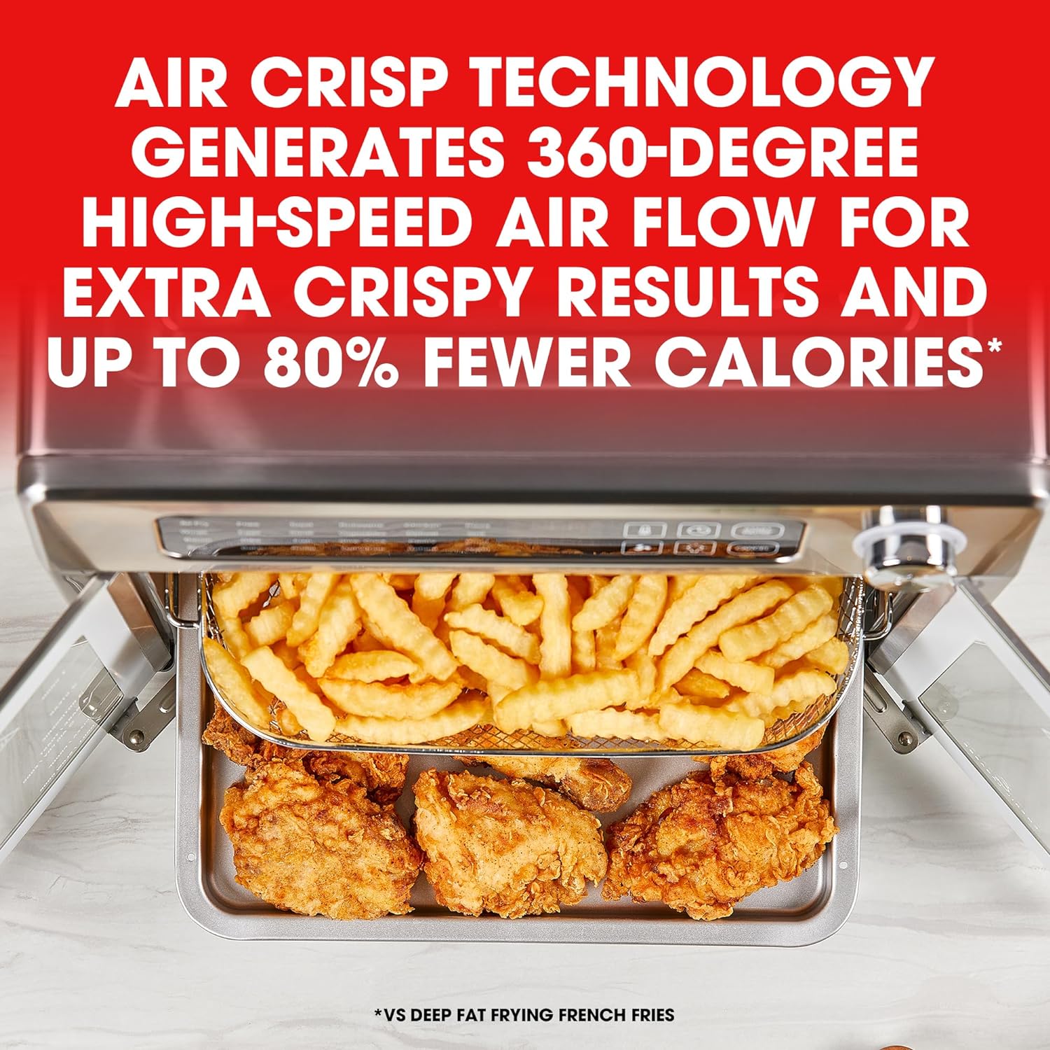 Emeril Lagasse Extra Large French Door Air Fryer Toaster Oven Combo, 25 Cooking Functions and Digital Controls, 7 Accessories Included, Stainless Steel Finish, 26QT Capacity