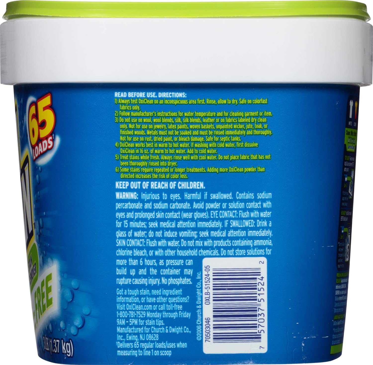 OxiClean Free Versatile Stain Remover Powder, 3 lb