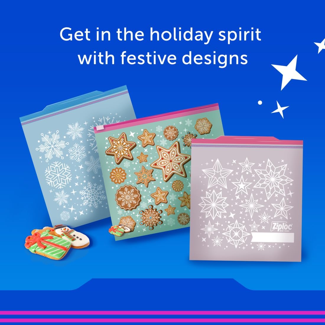 Ziploc Gallon Food Storage Freezer Bags, Stay Open Design with Stand-Up Bottom, Easy to Fill, 60 Count