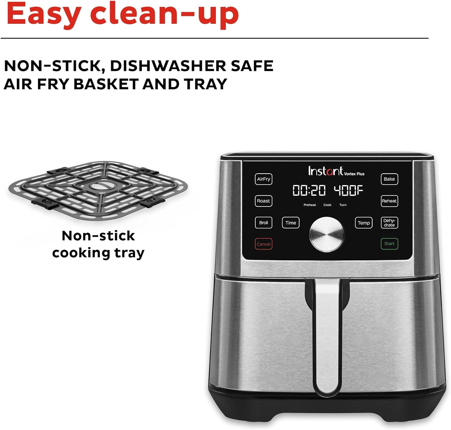Instant Vortex Plus 6QT XL Air Fryer, 6-in-1, Broils, Dehydrates, Crisps, Roasts, Reheats, Bakes for Quick Easy Meals, 100+ In-App Recipes, Dishwasher-Safe, from the Makers of Instant Pot, Black