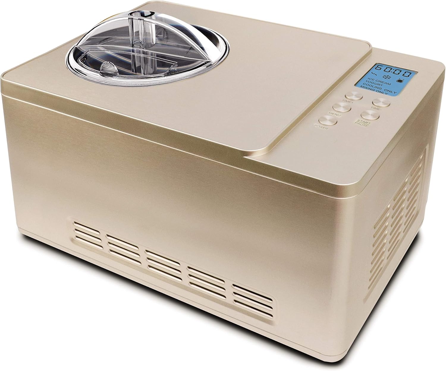 Whynter Ice Cream Maker Machine Automatic 2.1 Qt with Built-in Compressor, LCD Digital Display & Timer, No Pre-Freezing, ICM-200LS, Stainless Steel