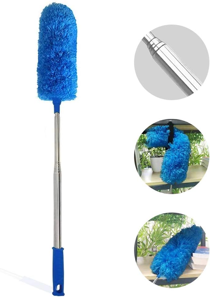 DELUX Microfiber Feather Duster Extendable Duster with 100 inches Extra Long Pole, Bendable Head & Long Handle Dusters for Cleaning Ceiling Fan, High Ceiling, Blinds, Furniture & Cars Gray