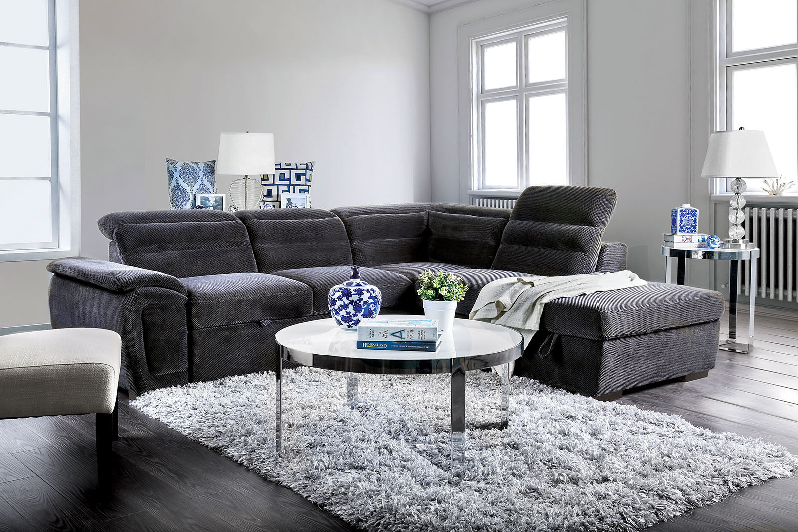Felicity Dark Gray Sectional, Dark Gray