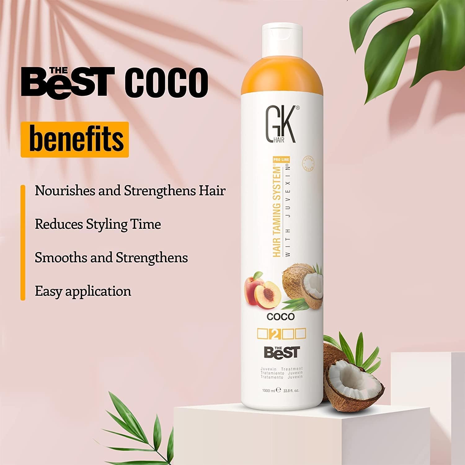 GK HAIR Global Keratin The Best (3.4 Fl Oz/100ml) Smoothing Keratin Hair Treatment - Professional Brazilian Complex Blowout Straightening For Silky Smooth & Frizz Free Hair