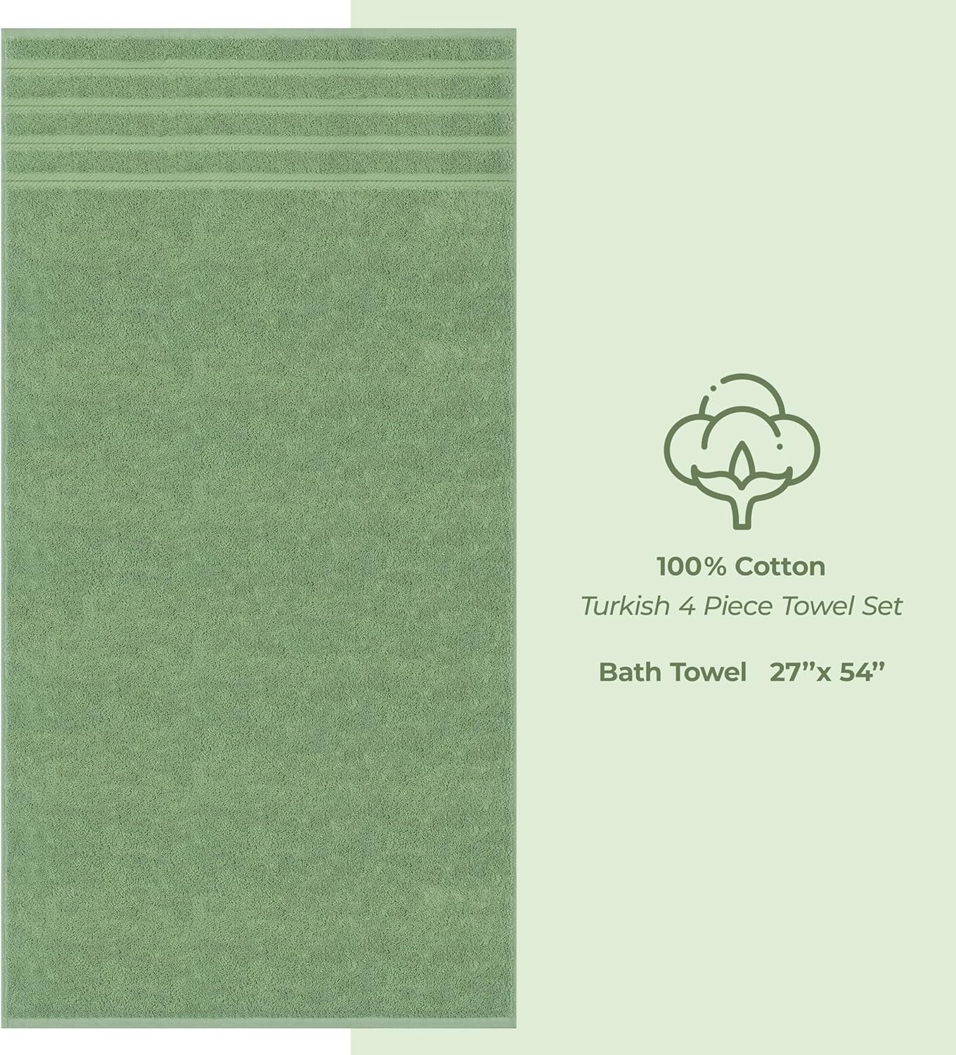 American Soft Linen Luxury 6 Piece Towel Set, 2 Bath Towels 2 Hand Towels 2 Washcloths, 100% Cotton Turkish Towels for Bathroom, Light Grey Towel Sets