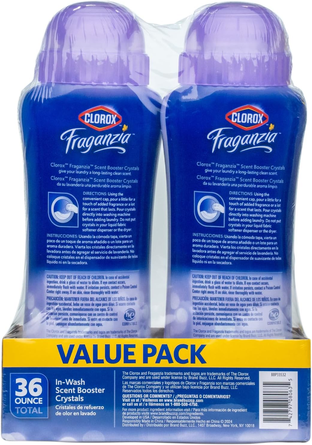Clorox Fraganzia In-Wash Scent Booster Crystals in Ocean Scent, 18 Oz Twin Pack | Laundry Scent Booster Crystals | In-wash Scent Booster for Fresh Laundry in Ocean Scent 18 Ounce Twin Pack, 36oz