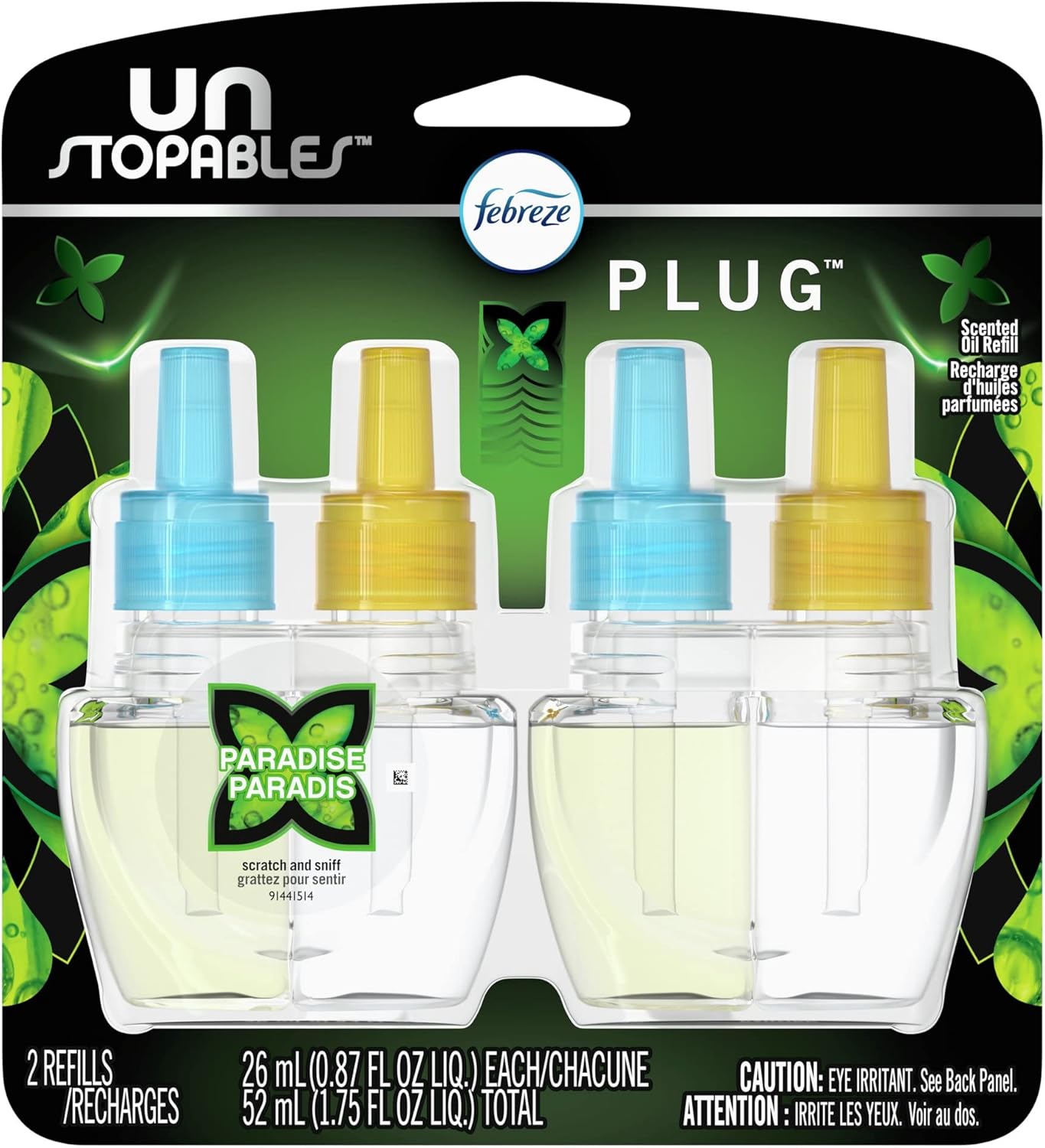 Febreze Unstopables Odor-Fighting Plug Air Freshener, Fresh, (3) .87 fl. oz. Oil Refills