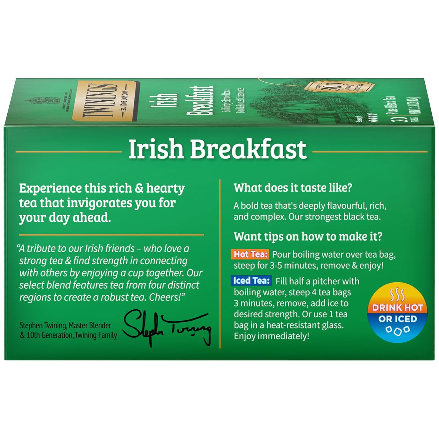 Twinings English Breakfast Black Tea Individually Wrapped Bags, 100 Count (Pack of 1), Smooth, Flavourful, and Robust, Caffeinated, Enjoy Hot or Iced | Packaging May Vary