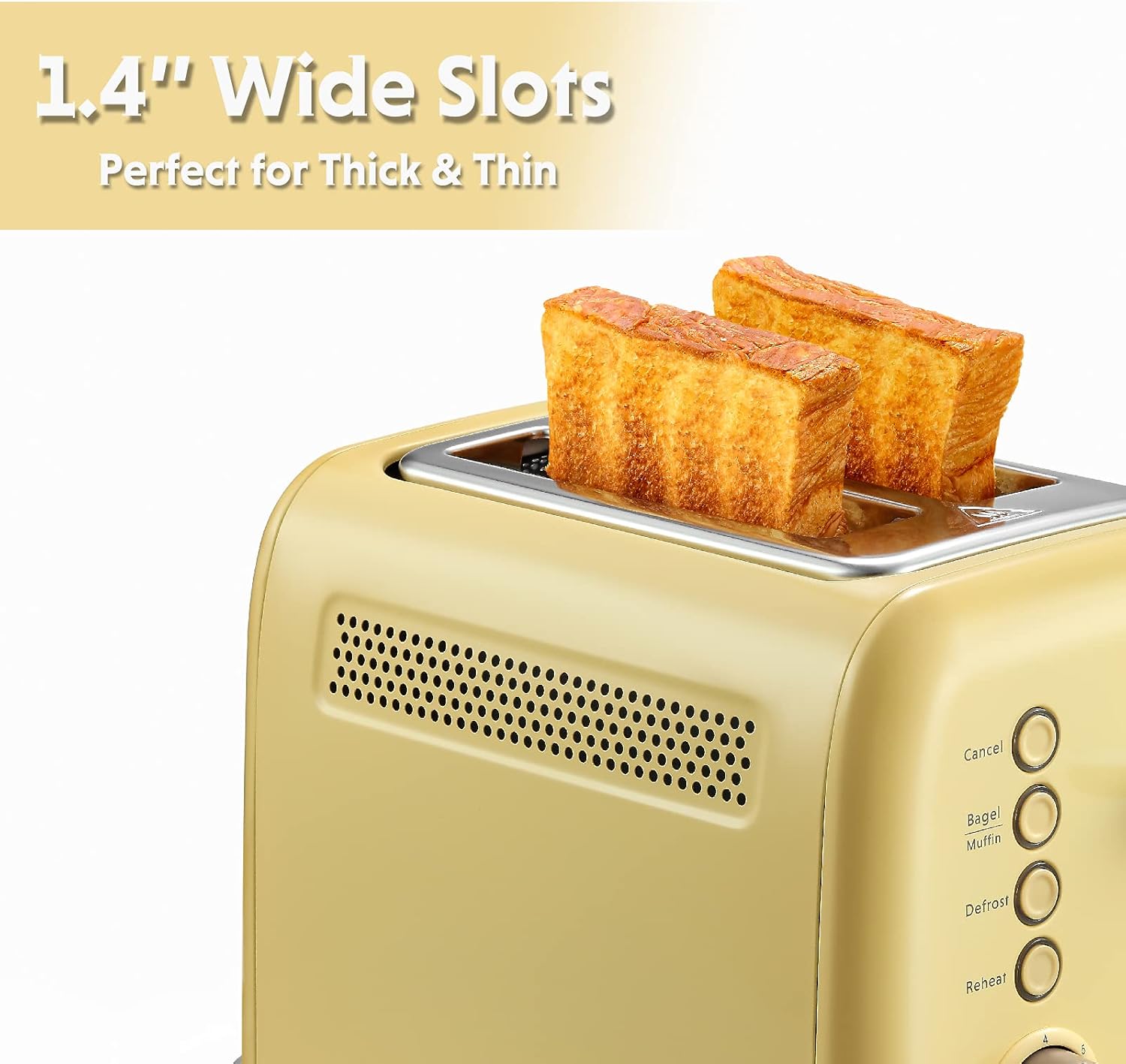 BUYDEEM DT620 2-Slice Toaster, Extra Wide Slots, Retro Stainless Steel with High Lift Lever, Bagel and Muffin Function, Removal Crumb Tray, 7-Shade Settings,Stainless Steel