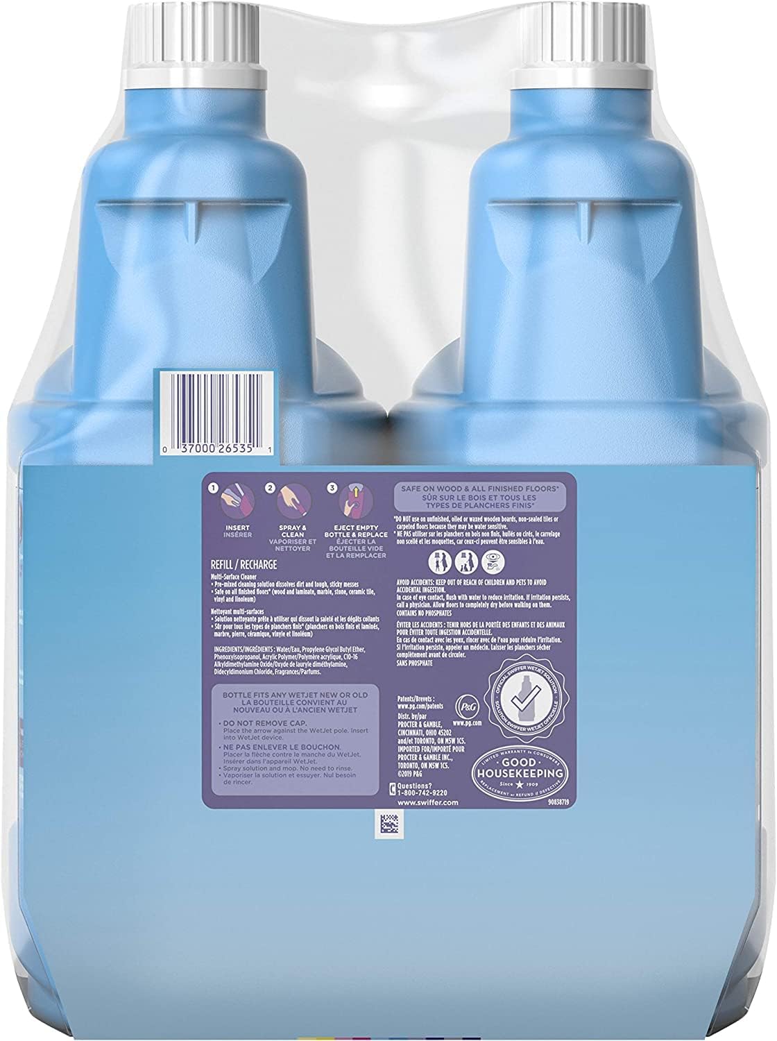 Swiffer WetJet Multi-Purpose Floor Cleaner Solution with Febreze Refill, Lavender Scent, 1.25 Liter -42.2 Fl Oz (Pack of 2)