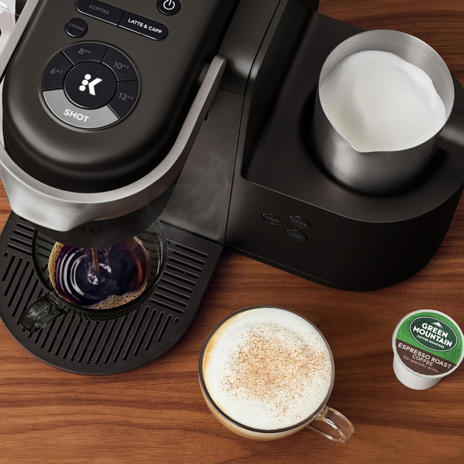 Keurig K-Cafe K-Duo Single Serve Coffee, Latte and Cappuccino Maker, 32 K-Cup Pods, Dark Charcoal