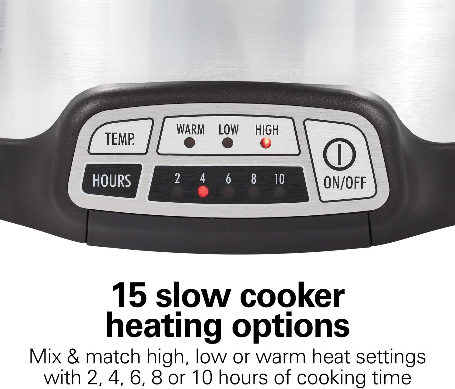 Hamilton Beach Programmable Slow Cooker with Flexible Easy Programming, 5 Cooking Times, Dishwasher-Safe Crock, Lid, 4 Quart, Silver