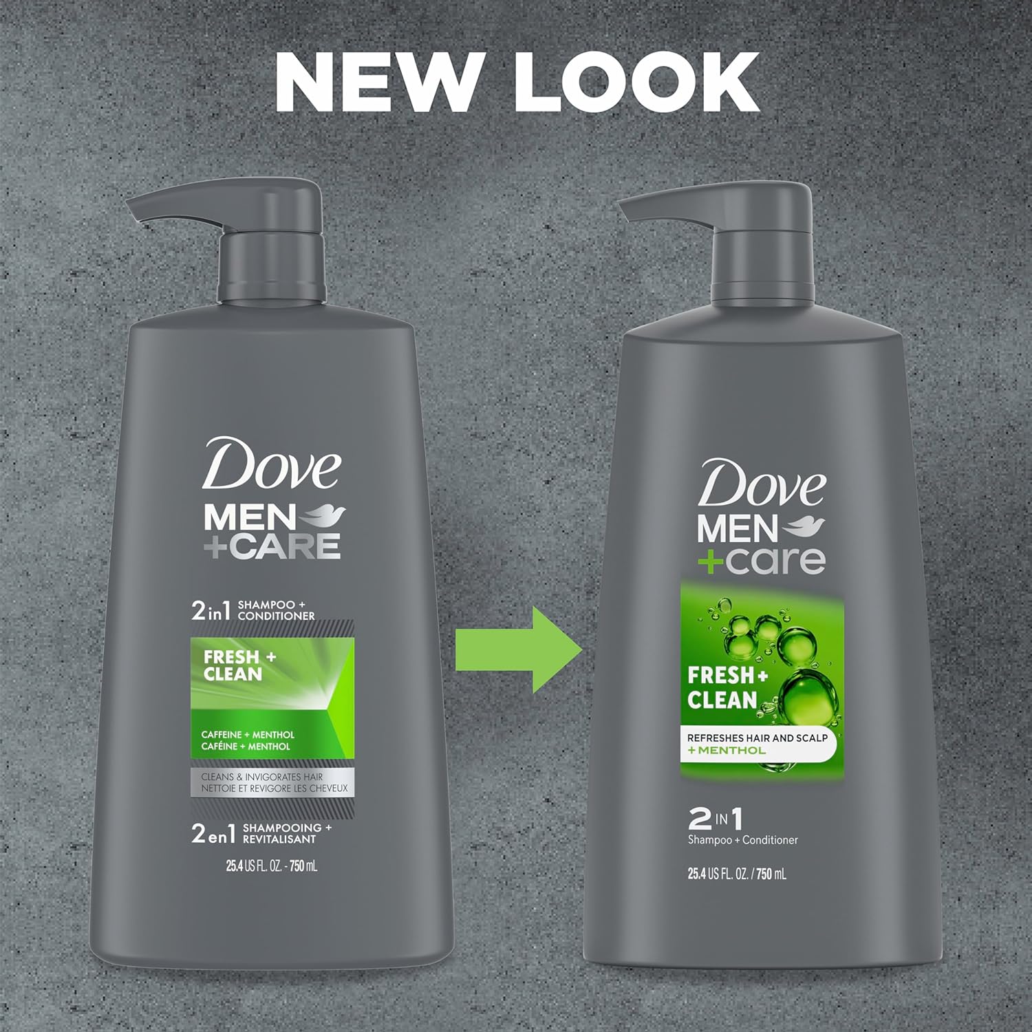 DOVE MEN + CARE 2-in-1 Shampoo and Conditioner Fresh and Clean 4 Count Nourishes and Invigorates Helps Strengthen Hair 25.4 oz