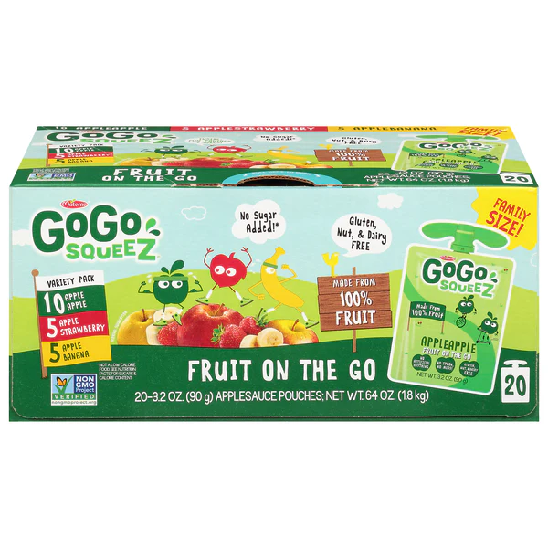 GoGo SqueeZ Applesauce on the Go - 64oz 20ct | Pack of 2