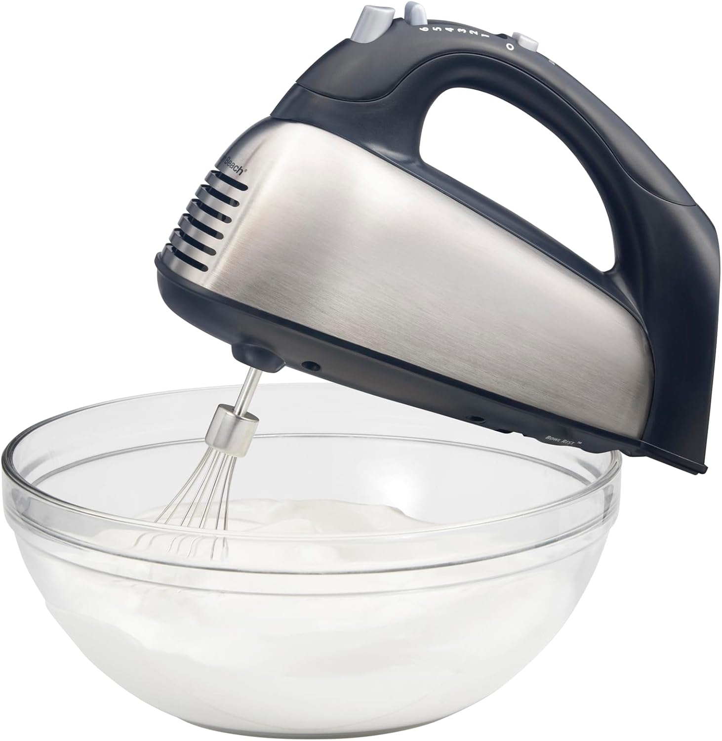 Hamilton Beach Classic Stand and Hand Mixer, 4 Quarts, 6 Speeds with QuickBurst, Bowl Rest, 290 Watts Peak Power, Black and Stainless
