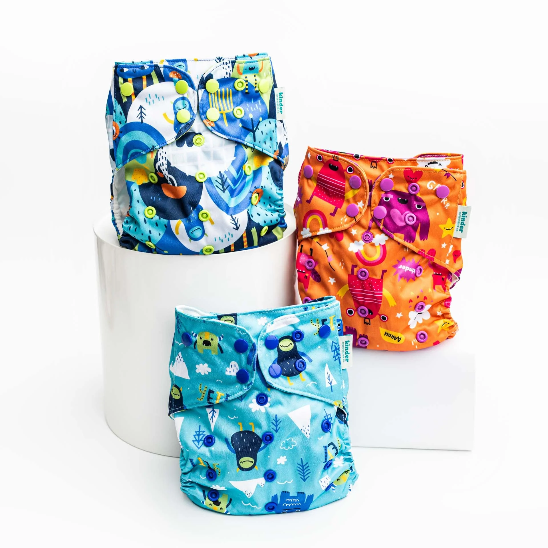 Kinder Cloth Diaper Co. Patterned Basics Pocket Cloth Diaper with Athletic Wicking Jersey