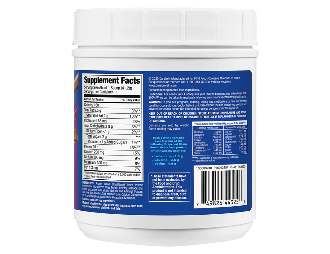 Rich Chocolate 100% Whey Protein Powder -  (1 lb. Canister)